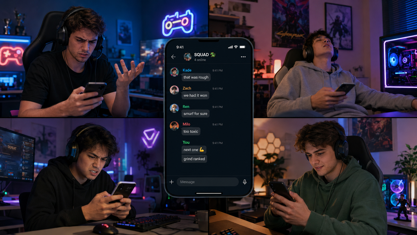 Group Chat Right After a Rough Match