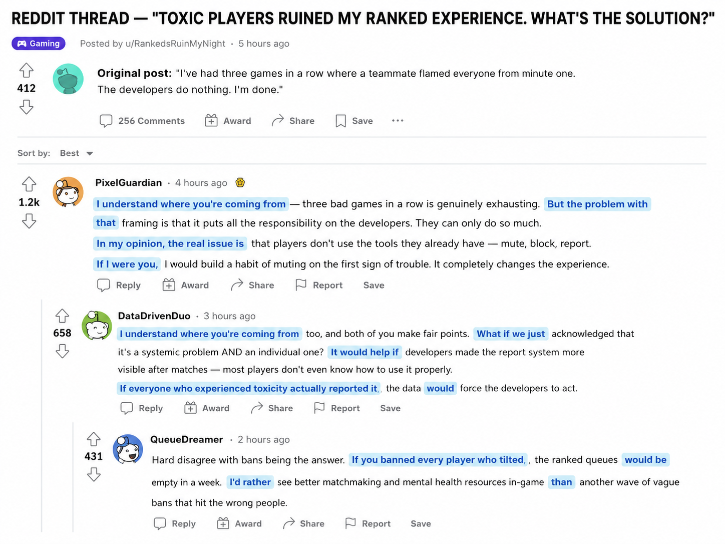 Reddit thread: Toxic players ruined my ranked experience